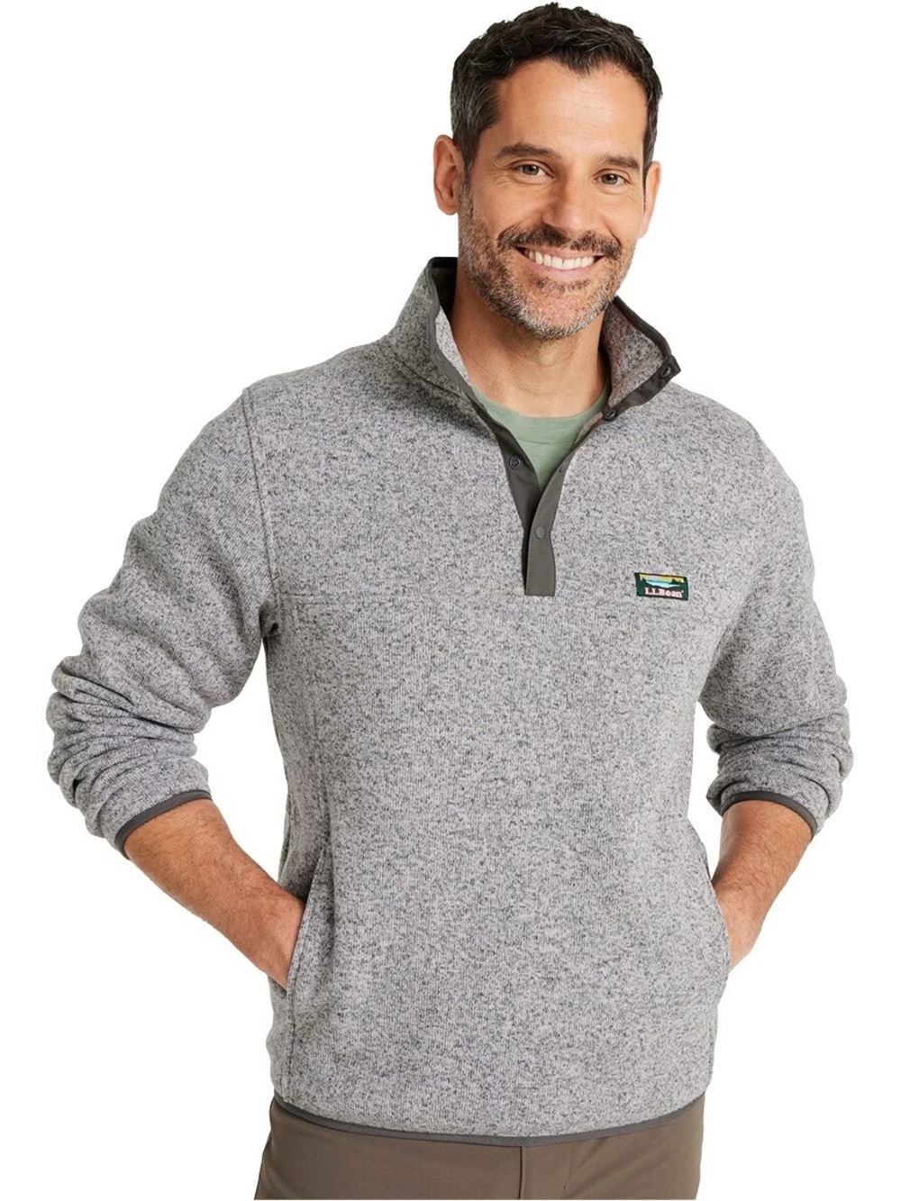 L.L. Bean Men’s Light Gray Zip-Up Fleece Pullover